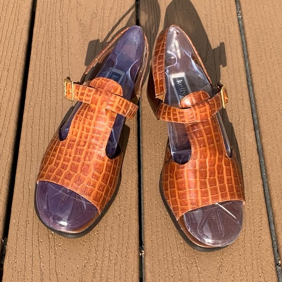 KELLY SCOTT LADIES LEATHER SANDALS SIZE 9-1/2 W - Picture 1 of 8